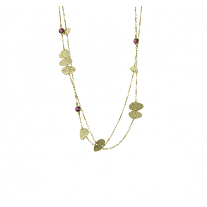 Gold Stones and Rhodolite Necklace [18K Gold]