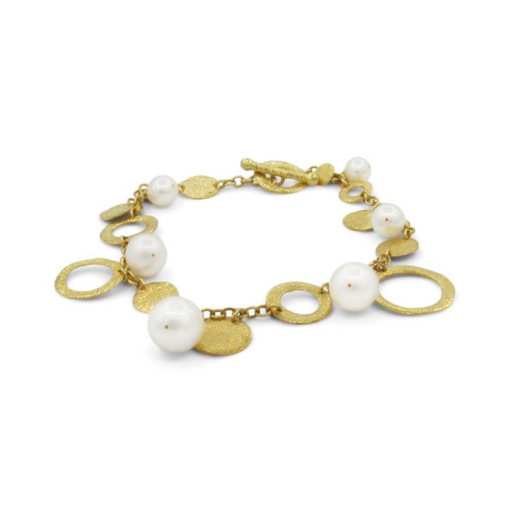 Rounds and Rings Pearl Bracelet [18K Gold]
