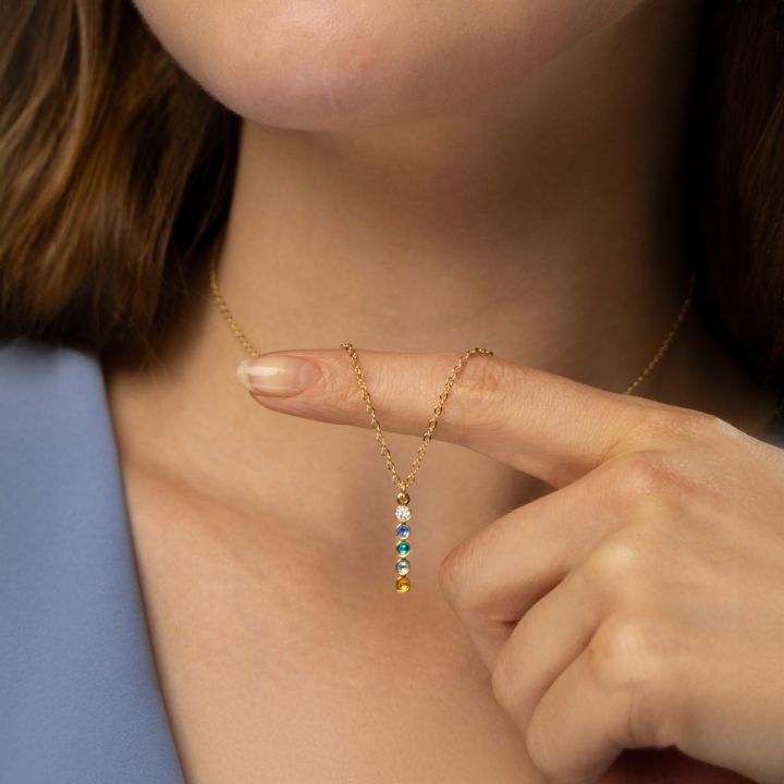 Talisa Stars Birthstone Necklace With 0.10ct Diamond [14 Karat Gold]