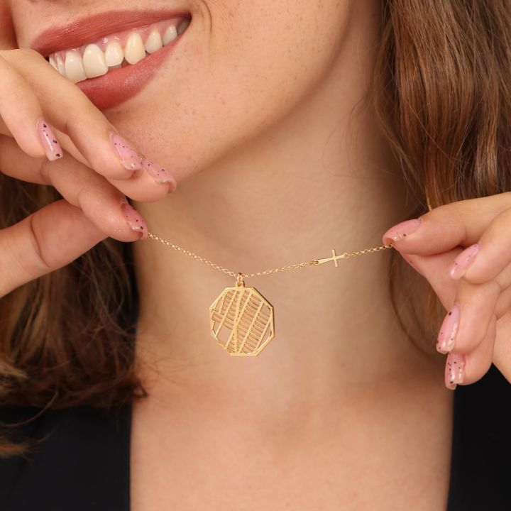 Tied Together Map Necklace with Sideways Cross [18K Gold Vermeil]