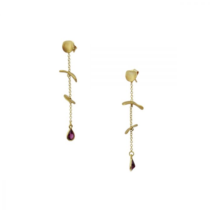 Tranquil Pebbles Rhodolite Earrings [18K Gold]