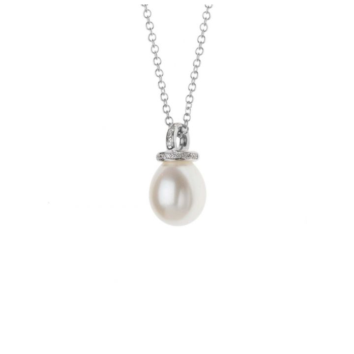White Hooked Pearl Necklace [18K White Gold]