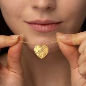 Ties of Heart Engraved Map Necklace [14 Karat Gold]