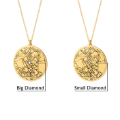 Precious Spot Engraved Map Necklace [14 Karat Gold]