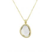 Green Amethyst with Pave Frame Necklace [18K Gold]