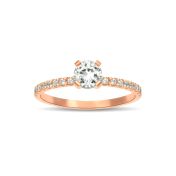 Hailey Pavé Engagement Ring - Round Brilliant [14 Karat Rose Gold]
