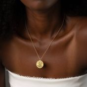 Precious Spot Engraved Map Necklace [14 Karat Gold]