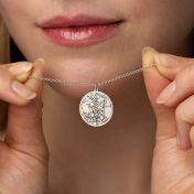 Precious Spot Engraved Map Necklace [14 Karat White Gold]