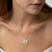 Precious Spot Engraved Map Necklace [14 Karat White Gold]