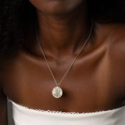 Precious Spot Engraved Map Necklace [14 Karat White Gold]