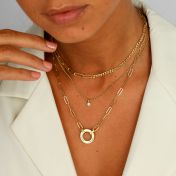 Helena Circle Link Chain Name Necklace with a Diamond [14 Karat Gold]