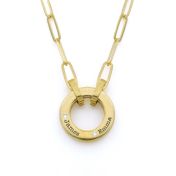 Helena Circle Link Chain Name Necklace with a Diamond [14 Karat Gold]