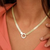 Helena Circle Milanese Chain Name Necklace [18K Gold Vermeil]