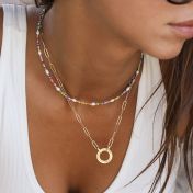 Family Circle Link Chain Name Necklace [14 Karat Gold]