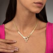 Helena Circle Milanese Chain Name Necklace with 0.3ct Diamond [18K Gold Vermeil]