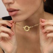 Family Circle Link Chain Name Necklace [14 Karat Gold]