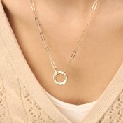 Family Circle Link Chain Name Necklace [14 Karat Gold]