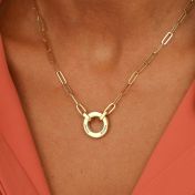 Family Circle Link Chain Name Necklace [14 Karat Gold]