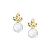 Tri-Flower and Pearl Earrings [18K Gold]