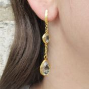 Green Amethyst Droplet Earrings [18K Gold]