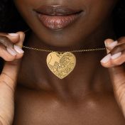 Ties of Heart Engraved Map Necklace [18K Gold Vermeil]