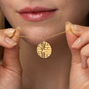 Precious Spot Engraved Map Necklace [14 Karat Gold]