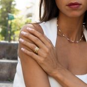Talisa Diamond Engraved Ring Stack [14 Karat Yellow Gold]