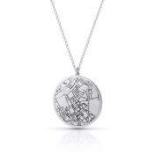 Precious Spot Engraved Map Necklace [14 Karat White Gold]