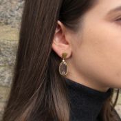 Oval Black Rutile Earrings [18K Gold]