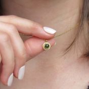 Green Tourmaline Halo Necklace [18K Gold]