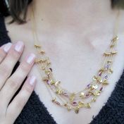 Tranquil Pebbles Rhodolite Necklace [18K Gold]