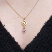 Simple Shell Rhodolite Necklace [14K Gold]