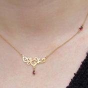 Rhodolite Swirl Horizontal Necklace [14K Gold]