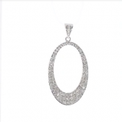 Diamond Oval Necklace [14K White Gold]
