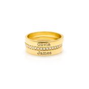 Talisa Diamond Engraved Ring Stack [14 Karat Yellow Gold]