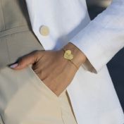 Ties of Heart Engraved Map Bracelet [14 Karat Gold]