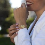 Ties of Heart Engraved Map Bracelet [14 Karat Gold]