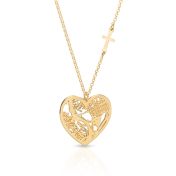 Ties of Heart Map Necklace with Sideways Cross [18K Gold Vermeil]