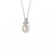 White Hooked Pearl Necklace [18K White Gold]