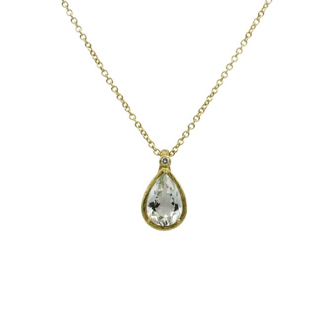 Green Amethyst Drop Necklace [18K Gold]