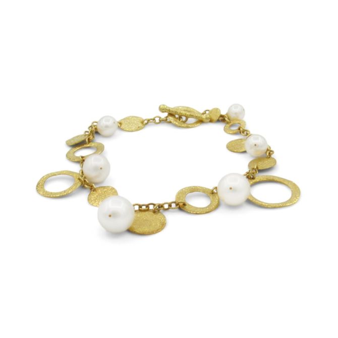 Rounds and Rings Pearl Bracelet [18K Gold]