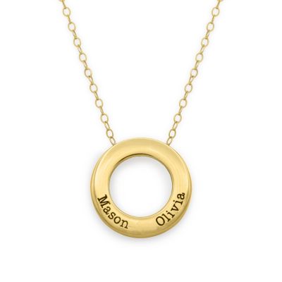 Family Circle Delicate Chain Name Necklace [14 Karat Gold]