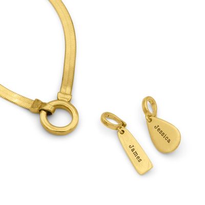 Arya Herringbone Necklace [18K Gold Vermeil] - with Names