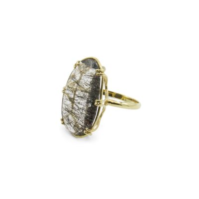 Floating Black Rutile Ring [18K Gold]