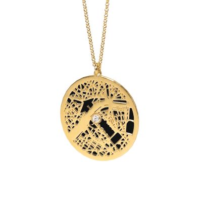 Precious Spot Map Silhouette Necklace [14 Karat Gold]