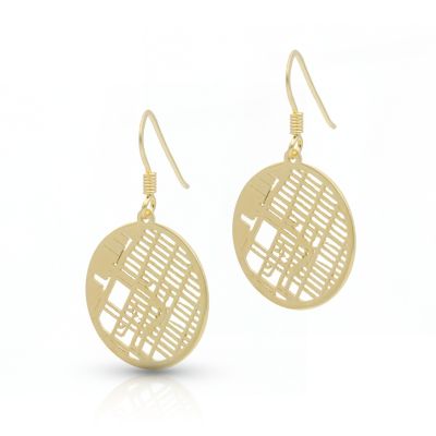 Memories Circle Map Earrings [18K Gold Vermeil]