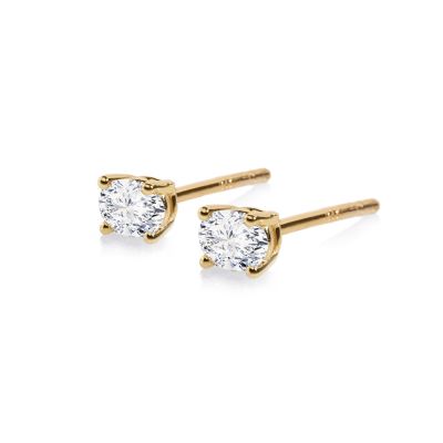 Oval Diamond Stud Earrings - 0.4 ct [14 Karat Gold]