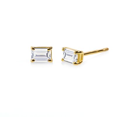 Emerald Cut Diamond Stud Earrings - 0.4 ct [14 Karat Gold]