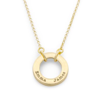 Family Circle Name Necklace - Classic Chain [14 Karat Gold]