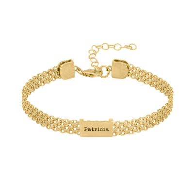 Herringbone Name Bracelet [18k Gold Vermeil]
